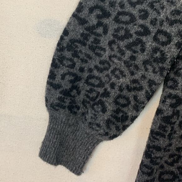 Anthropologie women's small tunic sweater cowl neck gray cheetah wool yak long s - Picture 7 of 10